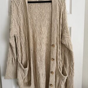 Lucky Brand Beige Cable Knit Cardigan